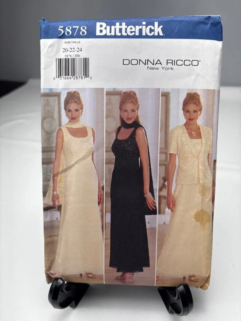 Butterick 5878 Womens Dress Pattern Size 20-22-24 Scarf Jacket Uncut!